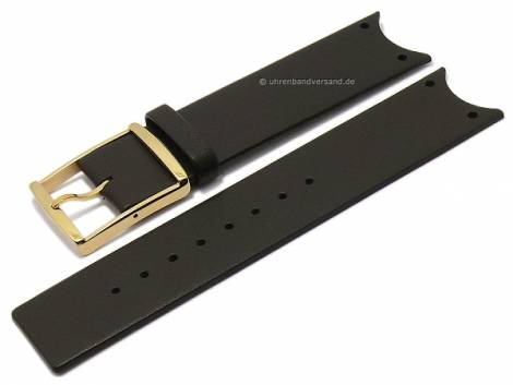 Watch strap 22mm dark brown leather special lug ends golden buckle suitable for CALVIN KLEIN (width of buckle 22 mm) - Bild vergrern 