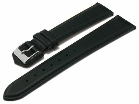 Watch strap 20mm black leather buckle with leather pad optional with easy click by STAILER (buckle 18 mm) - Bild vergr��ern 