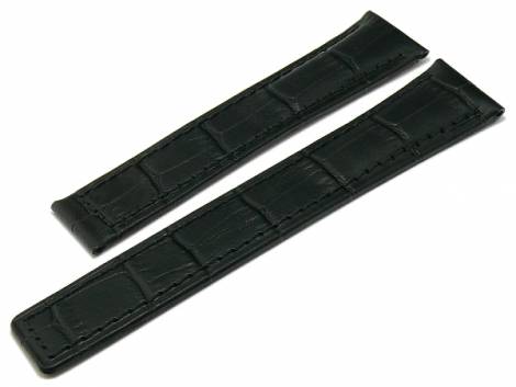 Watch strap 19mm black leather alligator grain stitched suitable for TAG Heuer by STAILER (width of buckle 16 mm) - Bild vergrern 