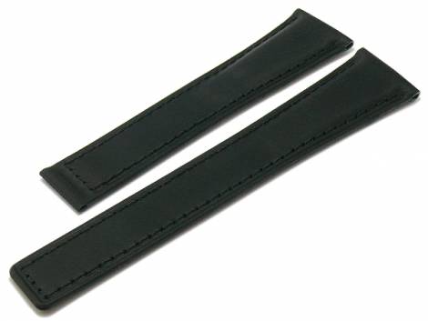 Watch strap 19mm black leather smooth matt stitched suitable for TAG Heuer by STAILER (width of buckle 16 mm) - Bild vergrern 
