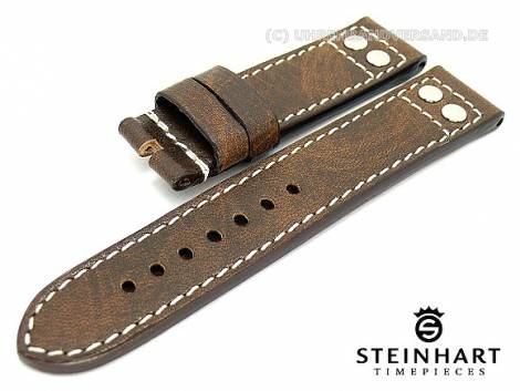 Watch strap STEINHART 22mm brown brushed surface with rivets (width of buckle 22 mm) - Bild vergr��ern 