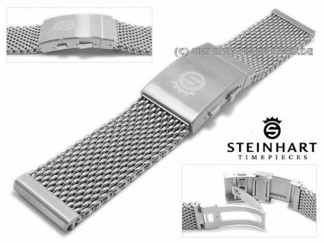 Watch strap STEINHART 22mm stainless steel mesh robust structure security clasp - Bild vergr��ern 