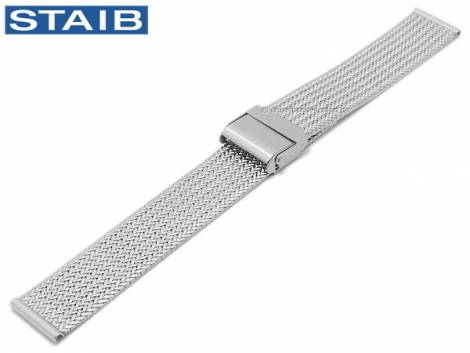Watch strap 18mm mesh polished medium structure herringbone security slide clasp by STAIB - Bild vergr��ern 