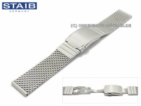 Watch strap 18mm mesh polished robust structure clasp with diver extension by STAIB - Bild vergrern 