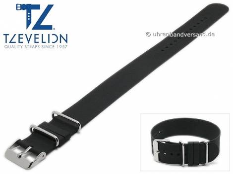 Watch strap 22mm black silicone NATO look one piece strap by TZEVELION - Bild vergr��ern 