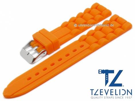 Basic watch strap 18mm orange silicone metal band look matt by TZEVELION (width of buckle 16 mm) - Bild vergr��ern 