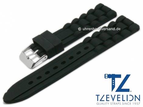 Basic watch strap 20mm black silicone metal band look matt by TZEVELION (width of buckle 18 mm) - Bild vergr��ern 