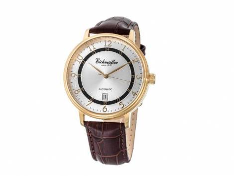 Automatic watch stainless steel golden face silver/blackleather strap from Eichmueller (*EM*HU*) - Bild vergrern 
