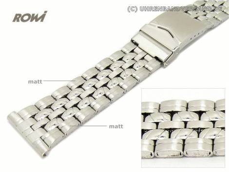 Watch band 22mm stainless steel partly polished sporty elegant design by ROWI - Bild vergr��ern 