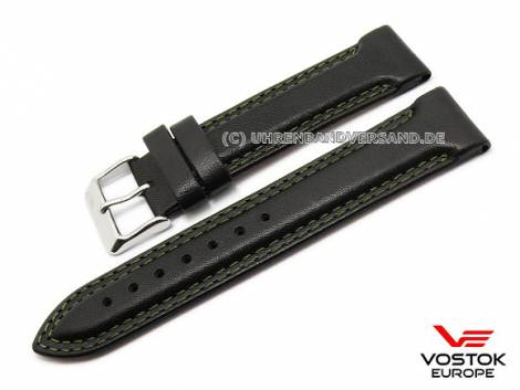 Original watch strap 21mm black leather smooth matt for K-3 2432/0345104 by VOSTOK EUROPE - Bild vergr��ern 