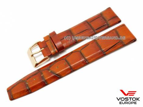 Original watch strap 22mm auburn leather alligator grain for GAZ 14 Limousine 5609060 VOSTOK EUROPE - Bild vergr��ern 