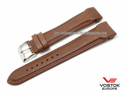 Original watch strap 22mm brown leather with curved ends for Rocket NH 25 by Vostok Europe - Bild vergr��ern 