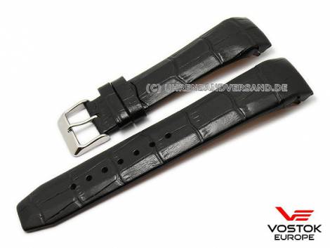 Original watch strap 23mm black leather with curved ends for GAZ 14 Limousine NH25 by Vostok Europe - Bild vergr��ern 