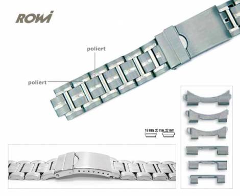 Watch band stainless steel 20-22mm multiple ends curved/straight elegant deployant clasp - Bild vergr��ern 