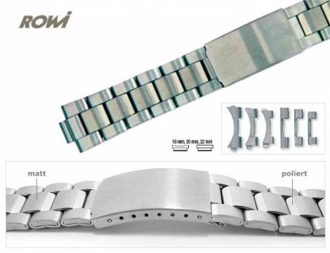 Watch band stainless steel 18-22mm multiple ends curved/straight sporty modern deployant clasp - Bild vergr��ern 
