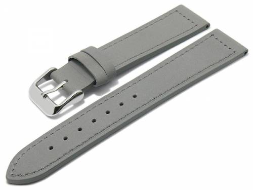 PREISTIPP: Uhrenarmband 20mm grau Leder abgenht glatt flach (Schlieenansto 18 mm) - Bild vergrern 