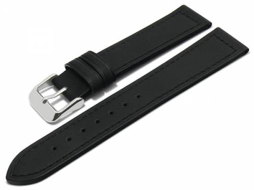 PREISTIPP: Uhrenarmband 20mm schwarz Leder abgenht glatt flach (Schlieenansto 18 mm) - Bild vergrern 