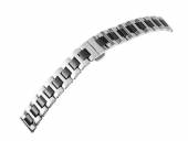 Watch strap 14mm dual tone silver/black stainless steel/ceramic solid polished with butterfly clasp