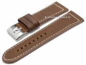 Watch strap Vintage 26mm brown leather vegetable tanned light stitching by BECO (width of buckle 24 mm)