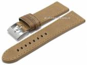 Watch strap Vintage 26mm beige leather vegetable tanned stitched by BECO (width of buckle 22 mm)