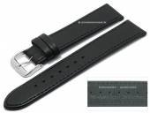 Watch strap Ovino 20mm black genuine lamb leather smooth stitched by DI-MODELL (width of buckle 18 mm)