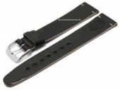 Deluxe-Watch strap 22mm black SHELL CORDOVAN leather smooth with HORWEEN embossed by KUKI (width of buckle 20 mm)