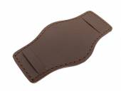 Leather pad 16-18mm dark brown stitched
