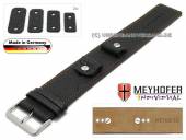 Watch strap Kassel 14-16-18-20mm multiple ends black leather grained orange stitching with leather pad by MEYHOFER