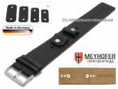 Watch strap Kassel 14-16-18-20mm multiple ends black leather grained red stitching with leather pad by MEYHOFER