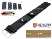 Watch strap Arnbruck 14-16-18-20mm multiple ends black leather smooth stitched with leather pad by MEYHOFER