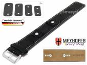 Watch strap Edlingen 14-16-18-20mm multiple ends black leather suede like light stitching leather pad MEYHOFER