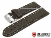 Watch strap XL Anklam 26mm dark brown leather grained light stitching by MEYHOFER (width of buckle 24 mm)