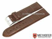 Watch strap XL Maracaibo 28mm dark brown leather alligator grain stitched by MEYHOFER (width of buckle 26 mm)