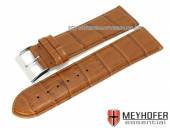 Watch strap XL Maracaibo 28mm light brown leather alligator grain stitched by MEYHOFER (width of buckle 26 mm)