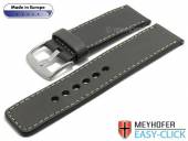 Meyhofer EASY-CLICK watch strap Burgau 26mm anthracite leather smooth surface light stitching (width of buckle 26 mm)