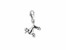 Dekorativer Charm-Anhänger Pudel echt Silber 925 rhodiniert mit Karabinerhaken