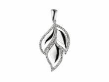 Schmuckanhänger/Halsschmuck Blütenblätter mit Zirkonia-Steinen echt Silber 925 rhodiniert (32 x 19 mm)