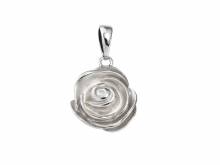 Schmuckanhänger/Halsschmuck Rose teilmattiert echt Silber 925 rhodiniert (15 x 13 mm)