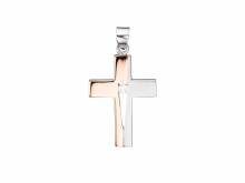 Schmuckanhänger/Halsschmuck Kreuz bicolor mit Zirkonia echt Silber 925 rhodiniert (24 x 16 mm)