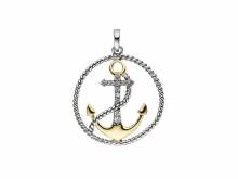 Schmuckanhänger/Halsschmuck Anker bicolor mit Zirkonia echt Silber 925 rhodiniert (23 x 23 mm)