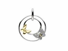 Schmuckanhänger/Halsschmuck Schmetterlinge bicolor mit Zirkonia echt Silber 925 rhodiniert (25 x 25 mm)