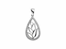 Schmuckanhänger/Halsschmuck Tropfen mit Zirkonia-Steinen echt Silber 925 rhodiniert (28 x 16 mm)