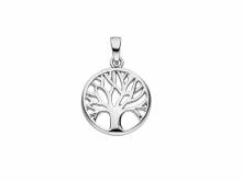 Schmuckanhänger/Halsschmuck Baum poliert echt Silber 925 rhodiniert (14 x 14 mm)