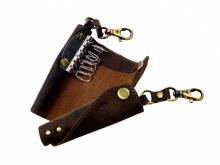 Schlüsseltasche hochwertiges Western-Type Büffelleder mittelbraun von LandLeder