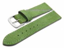 Watch strap 20mm light green leather velvety/velour-like stitched by FLUCO - Made in Germany (width of buckle 18 mm)