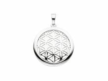Schmuckanhänger/Halsschmuck Blumenmuster poliert echt Silber 925 rhodiniert (22 x 22 mm)