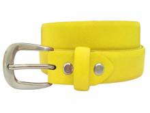 Hochwertiger Damen-Ledergürtel MADE IN ITALY gelb bombiert - Größe 100 (Breite 2,5 cm)