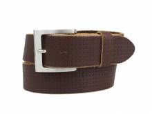 Hochwertiger Ledergürtel MADE IN ITALY braun glatt perforiert - Größe 120 (Breite ca. 4 cm)
