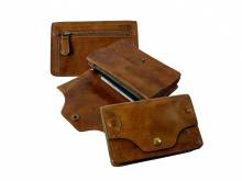 Überschlagbörse handmade echt Rindleder Rodeo Washed braun von Frankies Garage by LandLeder