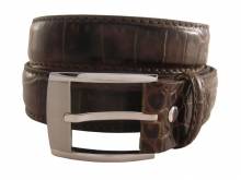 Hochwertiger Ledergürtel MADE IN ITALY braun Alligatorprägung - Größe 120 (Breite ca. 3,5 cm)